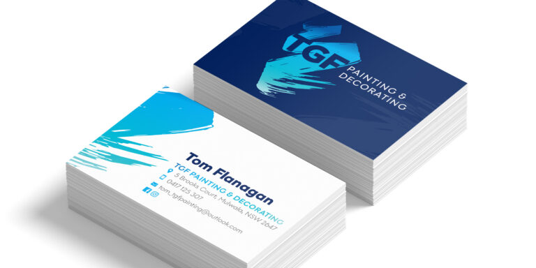 Professional graphic deign and printing of business card for TGF Painting and Decoration