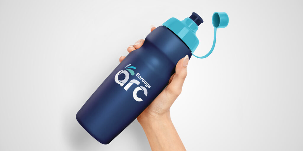 Barooga ARC logo on water bottle